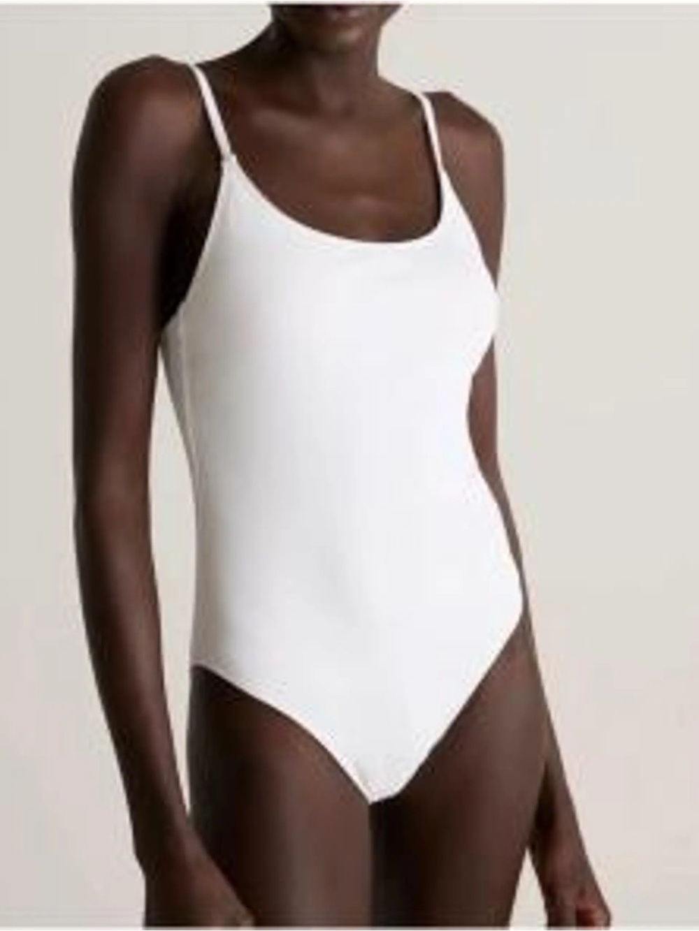 NWT QUINCE Ribbed Cami One Piece Swimsuit Small Ivory 0822